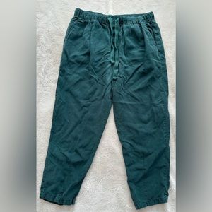Zara The Weekend Pant Linen Lyocell Pull On Slouchy Pant Green XS